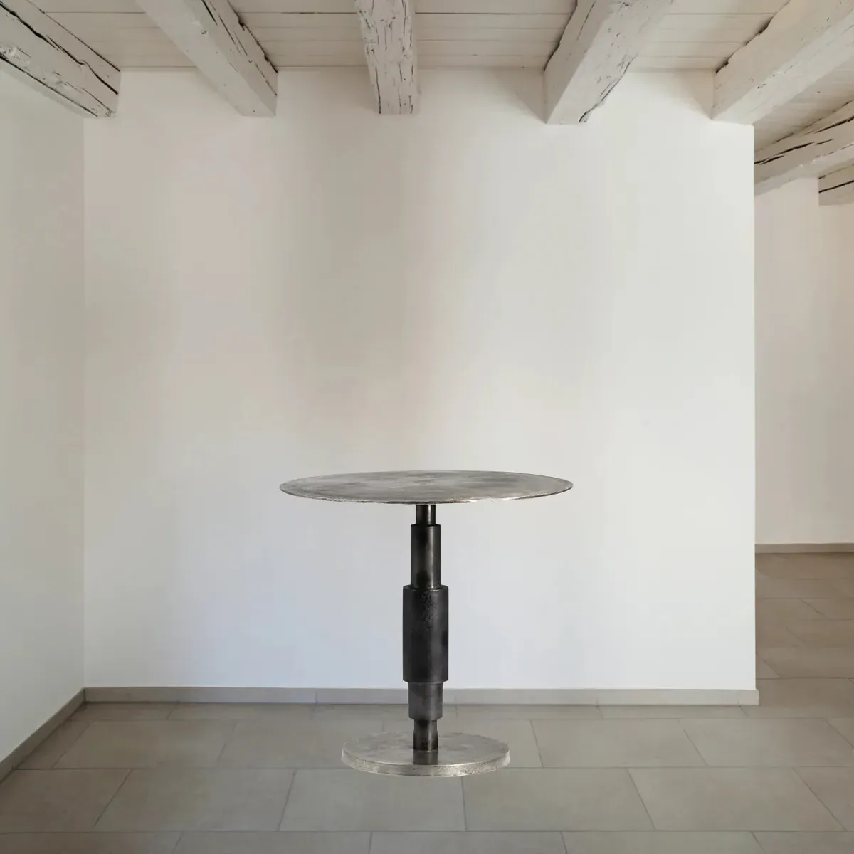 Cyrus Round Bistro Dining Table - Grey, Aluminum