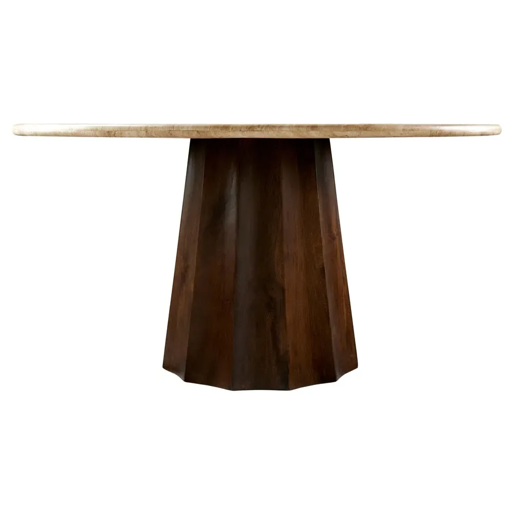 Dacian Round Dining Table - Beige, Travertine