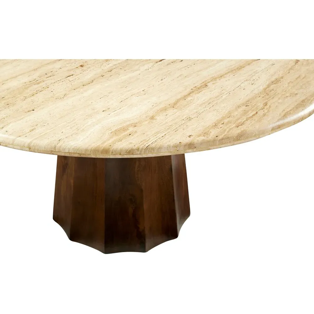 Dacian Round Dining Table - Beige, Travertine