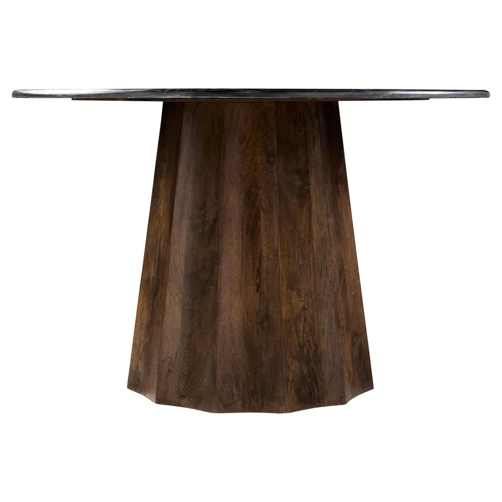Dacian Round Dining Table - Black, Marble