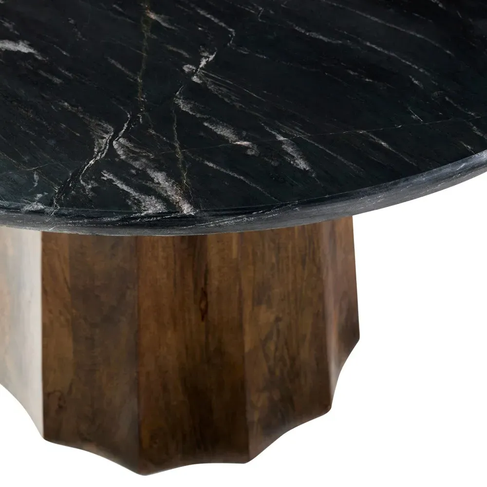 Dacian Round Dining Table - Black, Marble