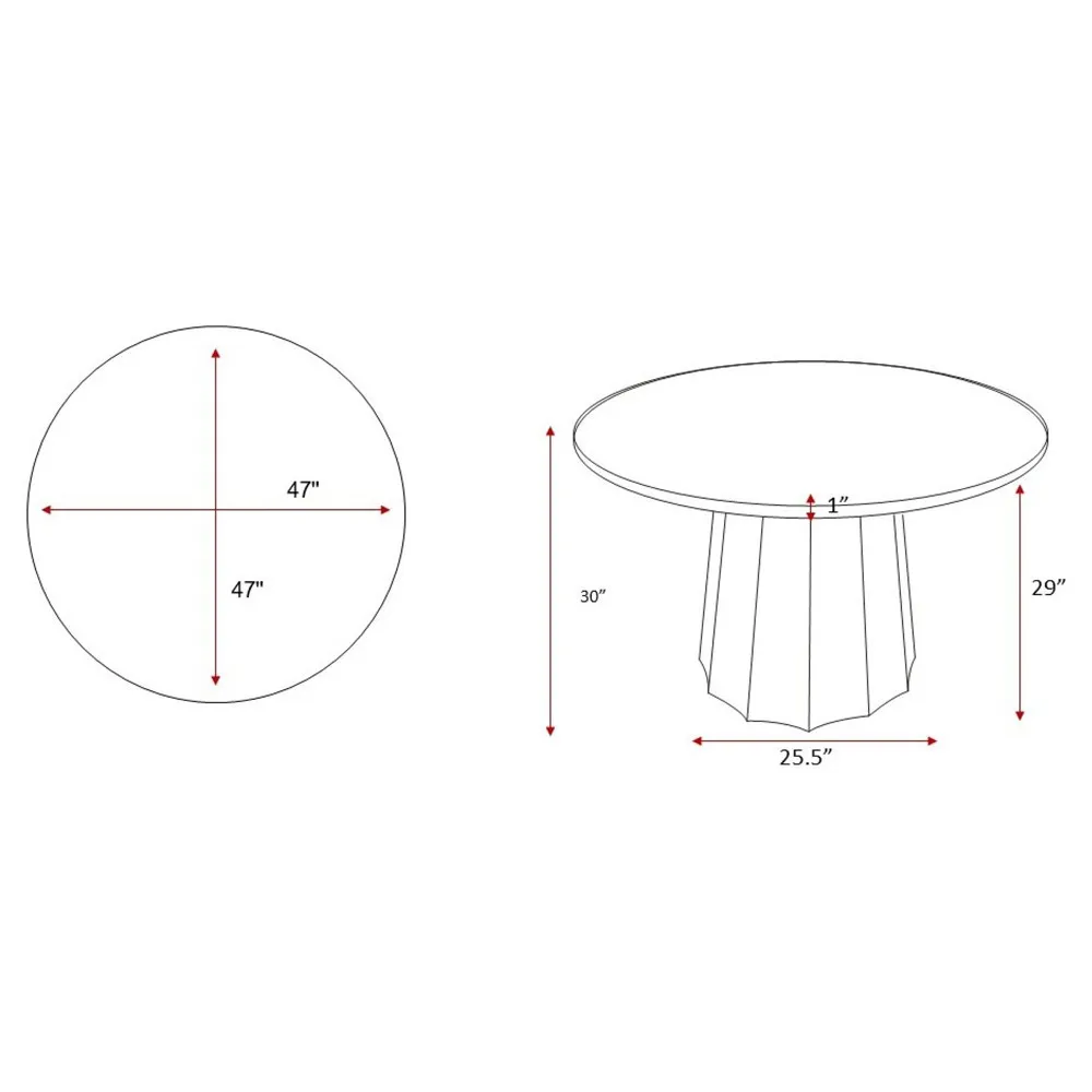 Dacian Round Dining Table - Black, Marble
