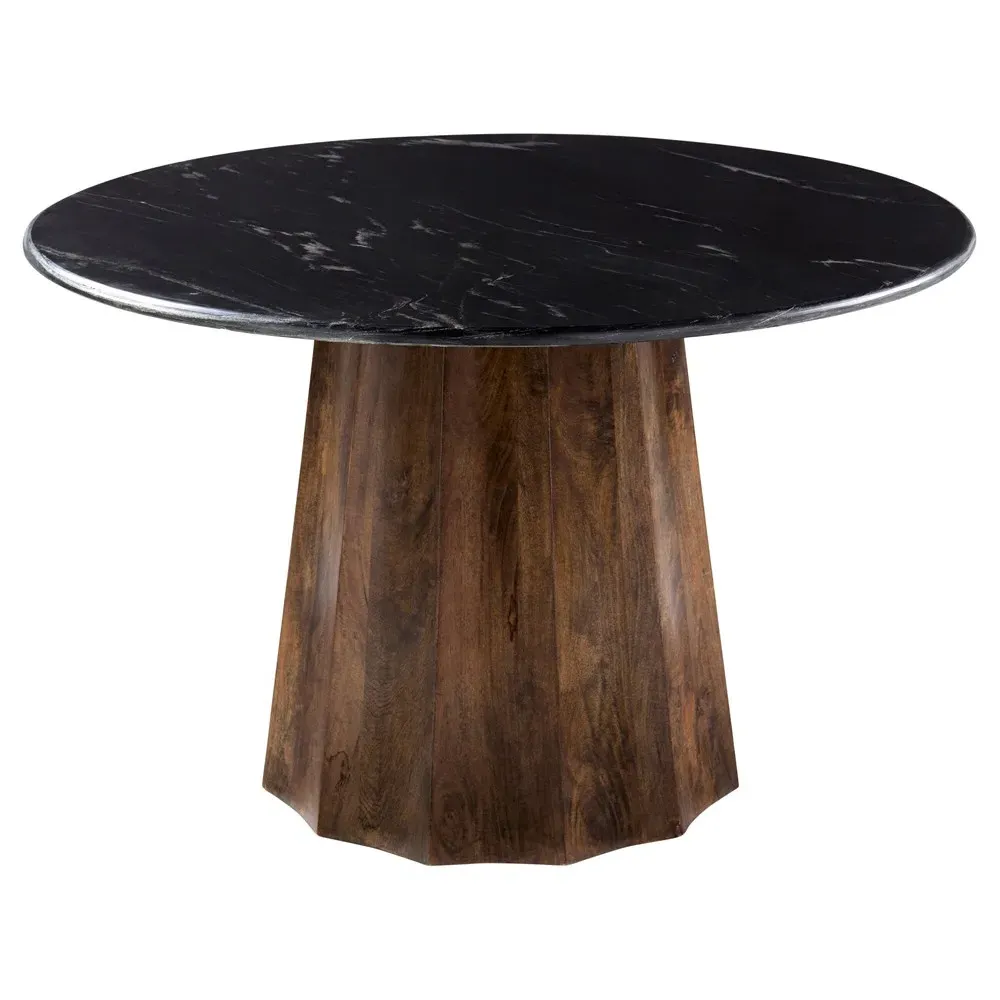 Dacian Round Dining Table - Black, Marble image
