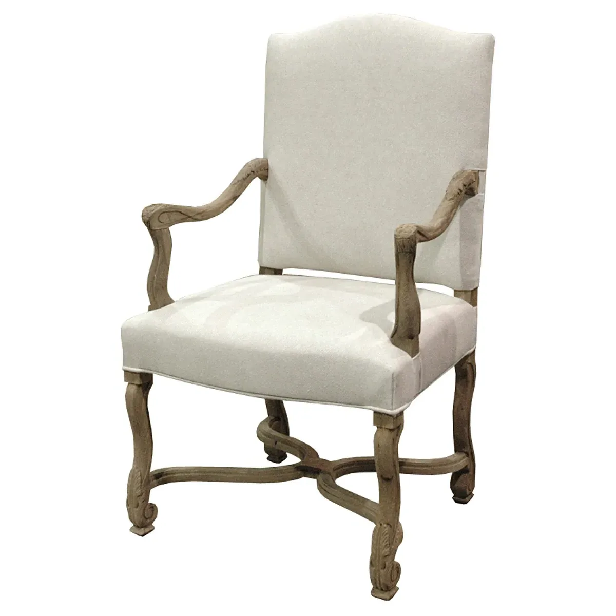 Dafny Empire Camel Back Dining Arm Chair - White, Elm image