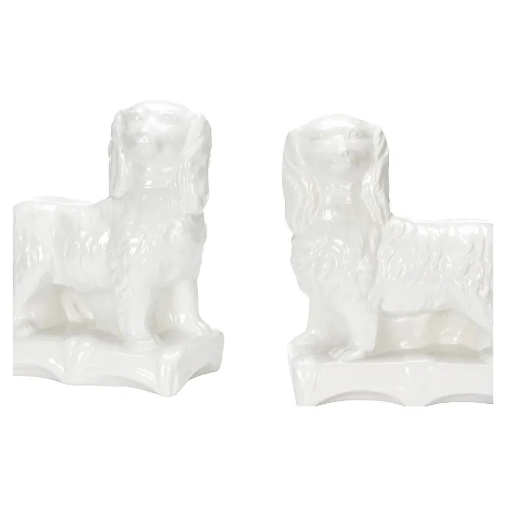 Dahlia Ceramic Staffordshire Dog Figurine Set - White