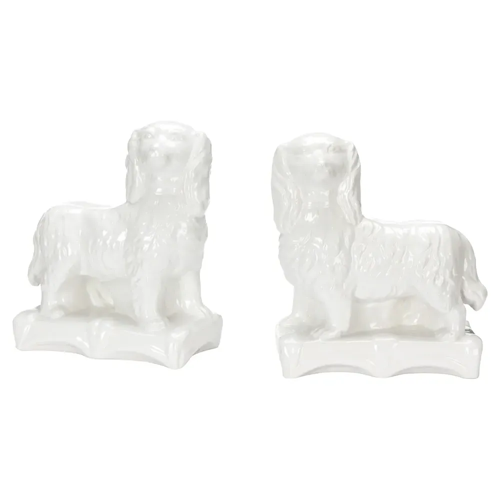 Dahlia Ceramic Staffordshire Dog Figurine Set - White