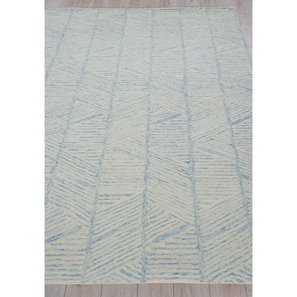 Dahlia ZigZag Patterned Rug - Blue, Wool