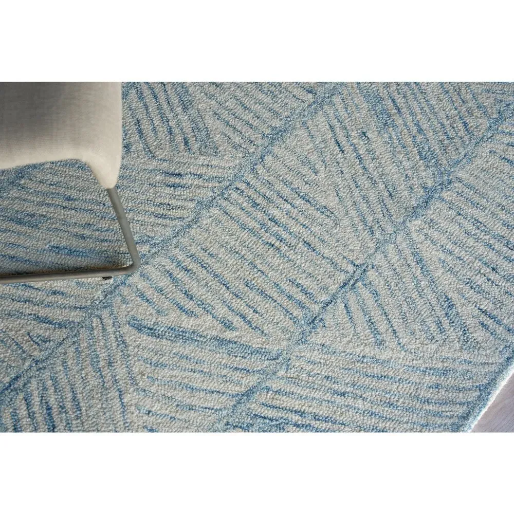 Dahlia ZigZag Patterned Rug - Blue, Wool