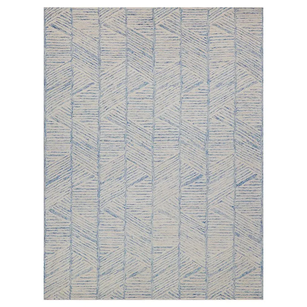 Dahlia ZigZag Patterned Rug - Blue, Wool
