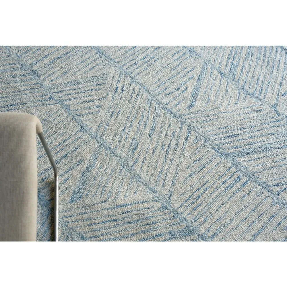 Dahlia ZigZag Patterned Rug Sample - Blue, Wool