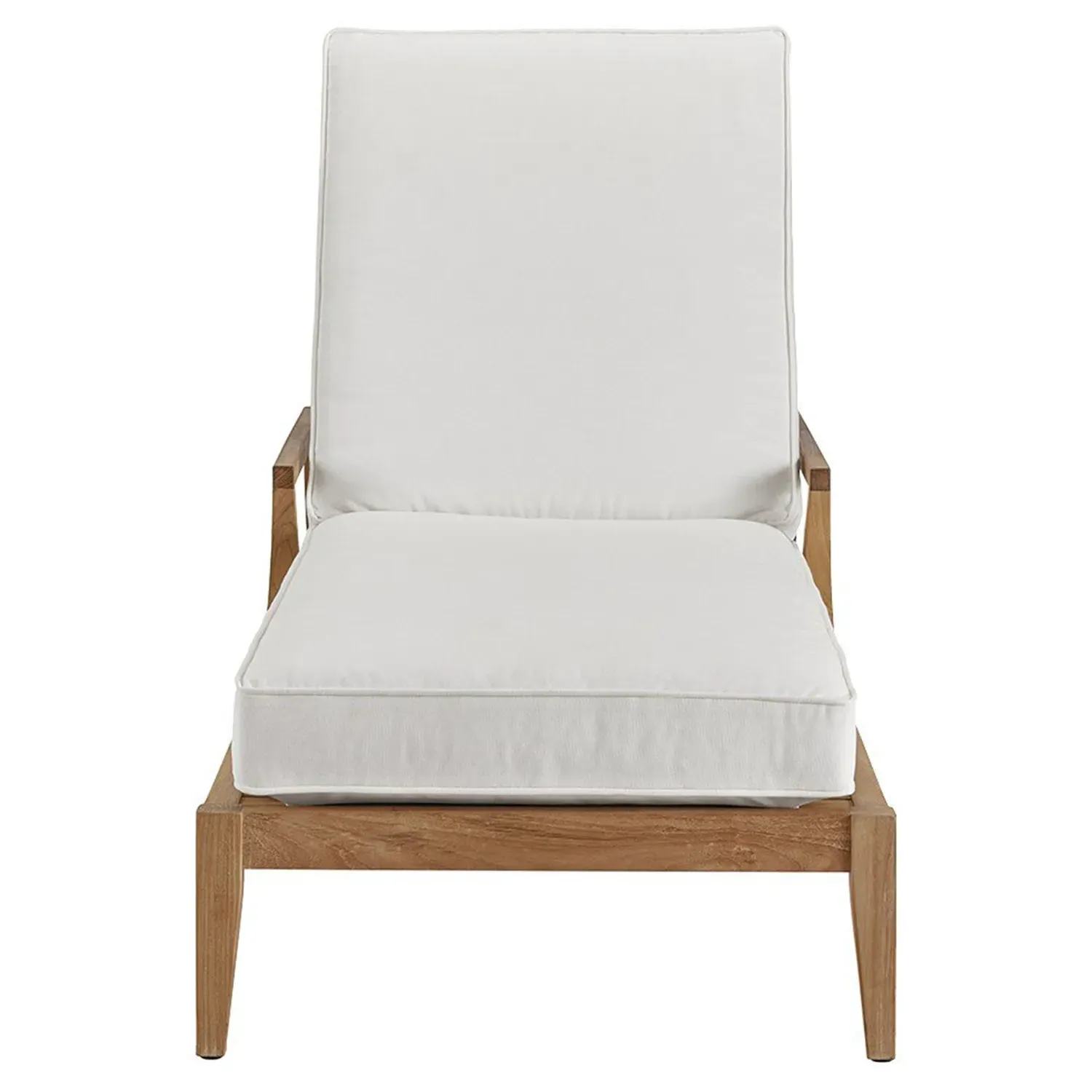Dahliah Outdoor Chaise Lounge with Cushion - White, Teak