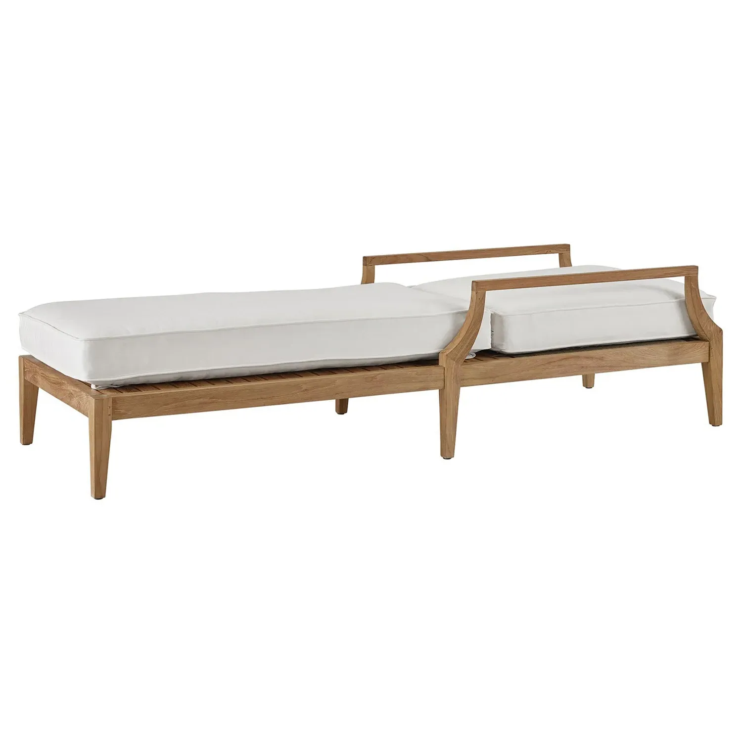 Dahliah Outdoor Chaise Lounge with Cushion - White, Teak