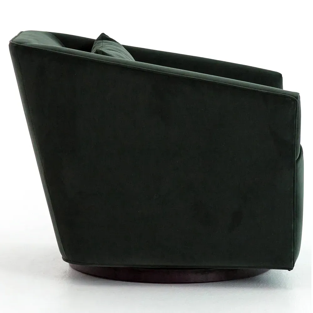 Daire Square Swivel Arm Chair - Smoke, Velvet