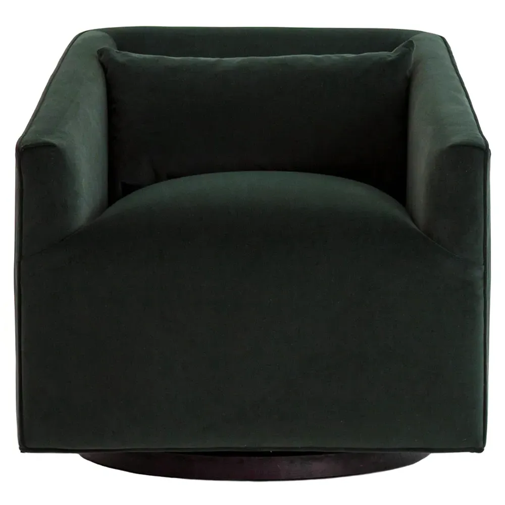 Daire Square Swivel Arm Chair - Smoke, Velvet image