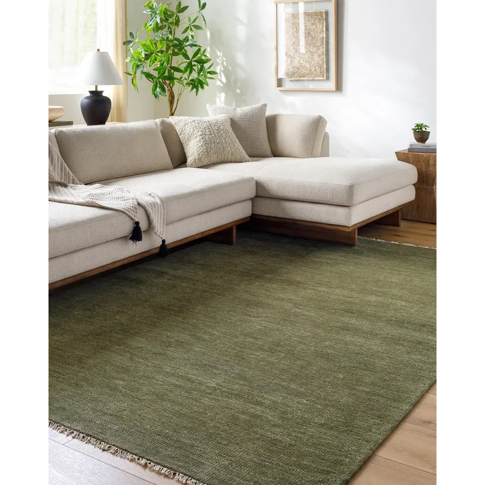 Dakota Hand Knotted Rug - Green, Wool