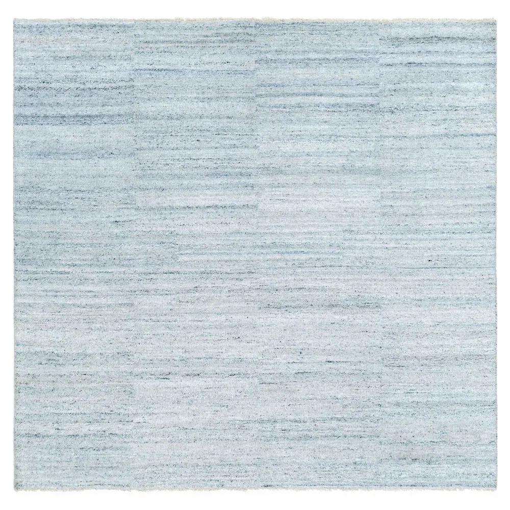 Dakota Square Hand Knotted Rug - Light Blue, Wool