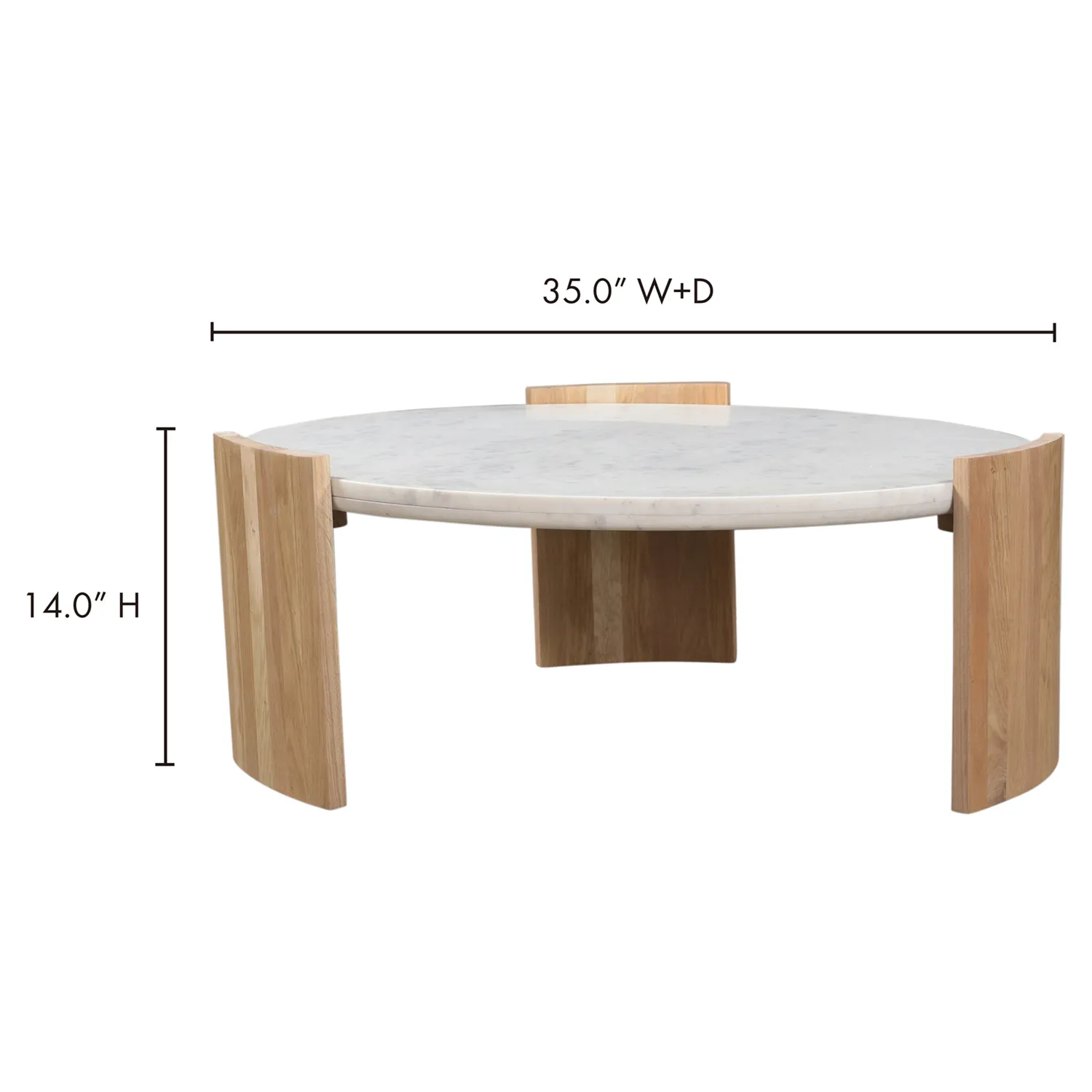 Dale Round Coffee Table - White, Oak