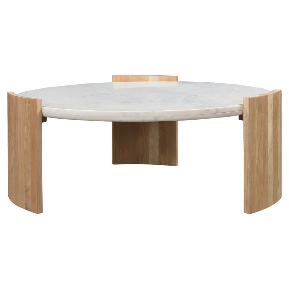 Dale Round Coffee Table - White, Oak image