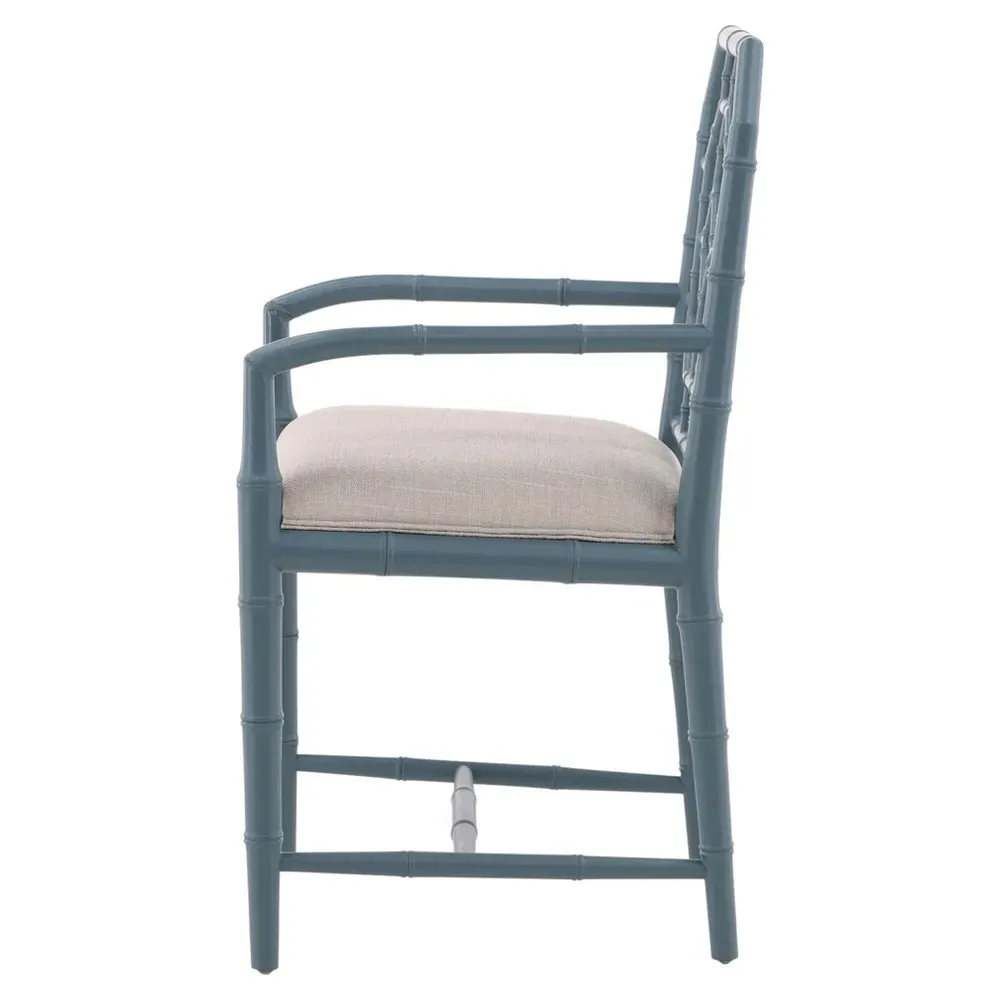Dalma Dining Arm Chair - Light Blue, Mahogany