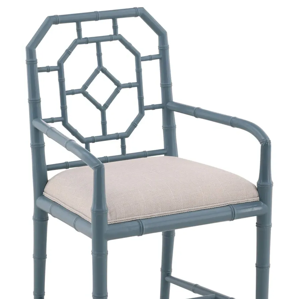 Dalma Dining Arm Chair - Light Blue, Mahogany