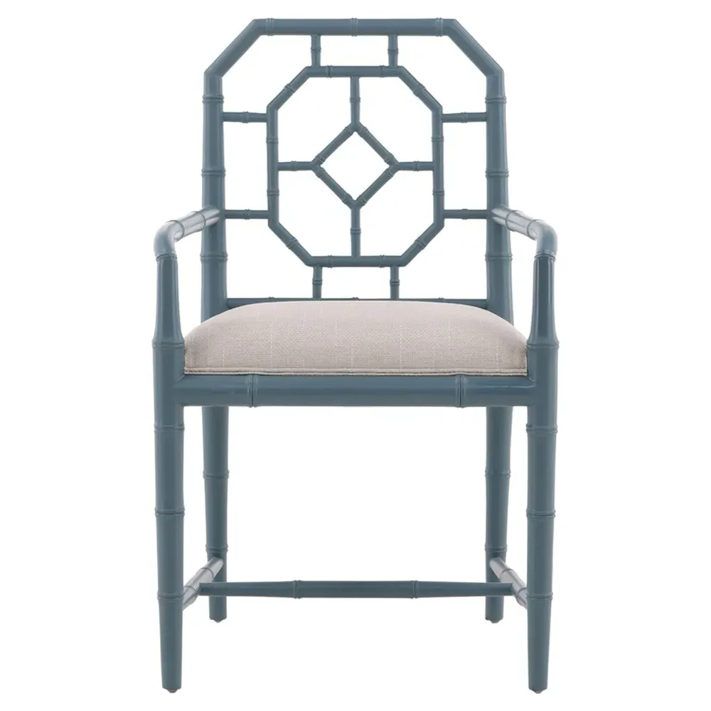 Dalma Dining Arm Chair - Light Blue, Mahogany