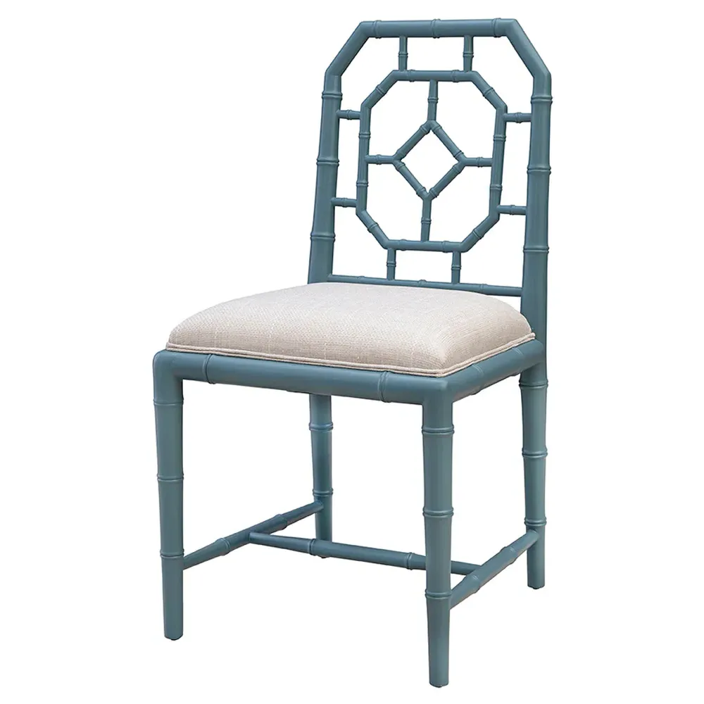 Dalma Dining Chair - Light Blue, Mahogany