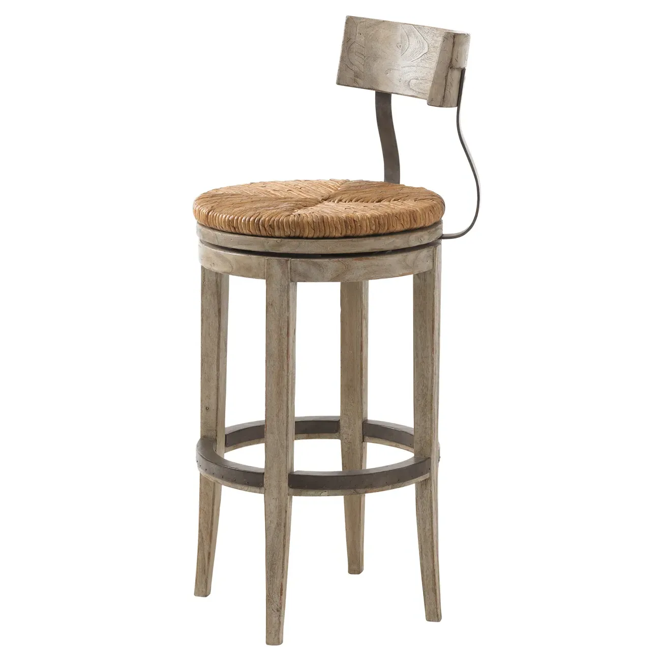 Dalton Bar Stool with Swivel - Light Brown, Rush