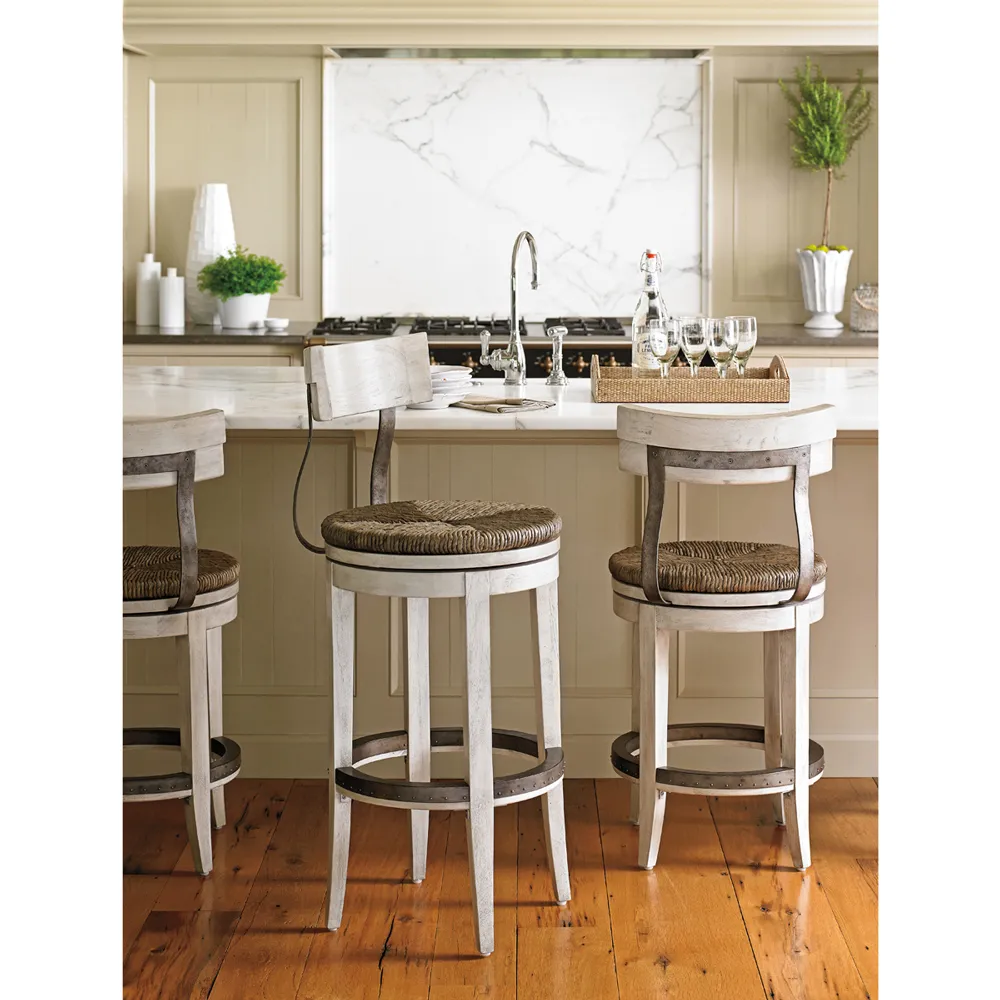 Dalton Bar Stool with Swivel - Light Grey, Rush
