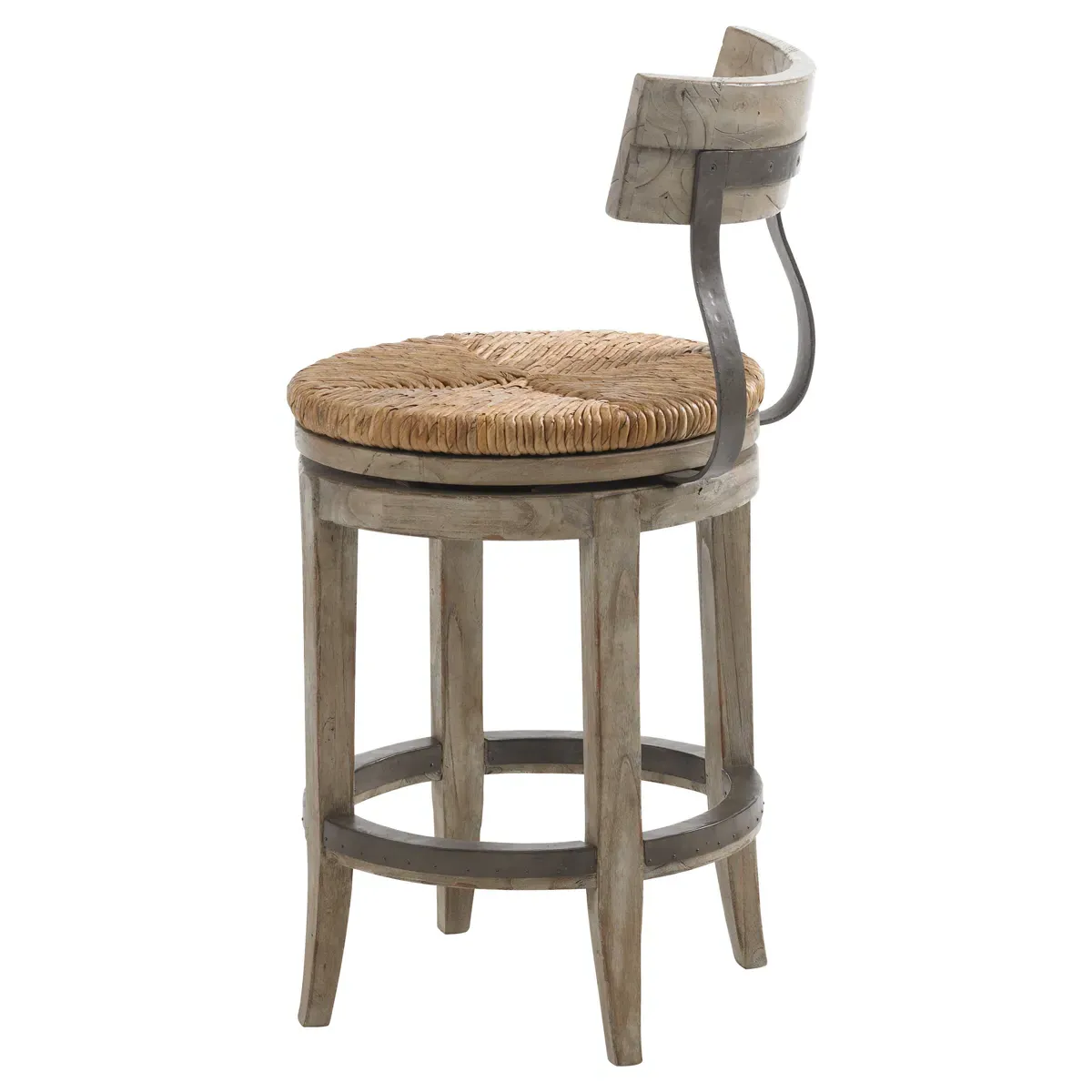 Dalton Counter Stool with Swivel - Light Brown, Rush