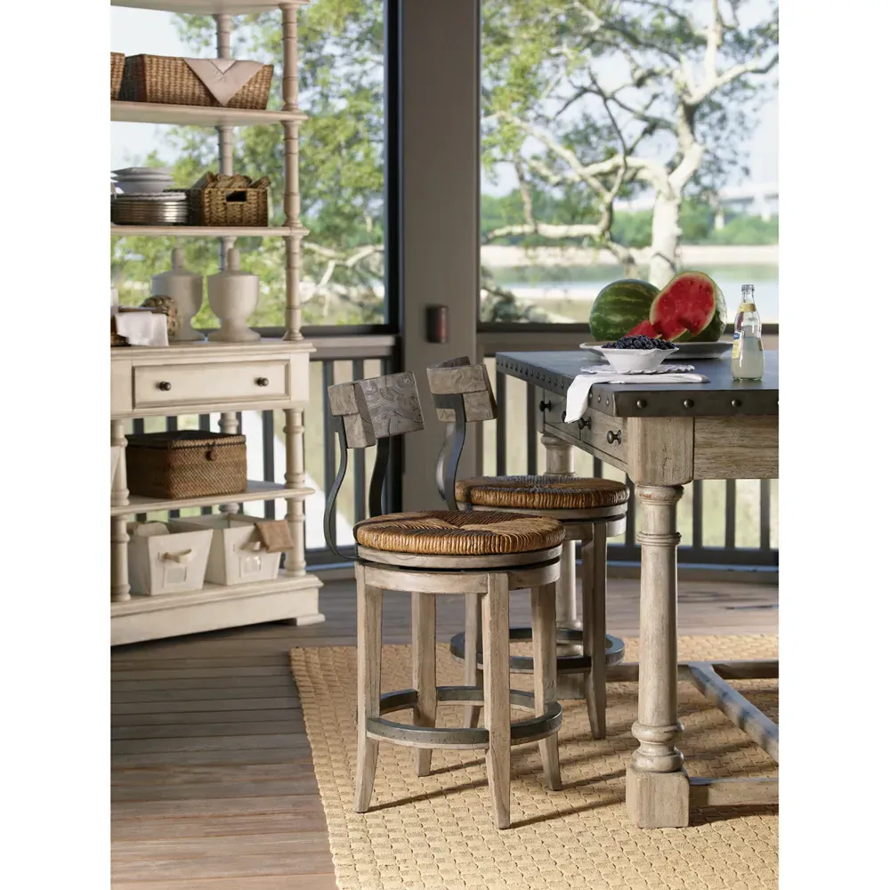 Dalton Counter Stool with Swivel - Light Brown, Rush