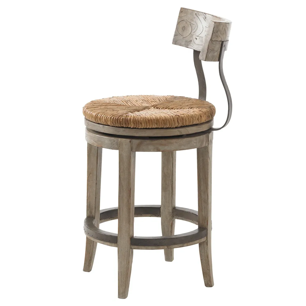 Dalton Counter Stool with Swivel - Light Brown, Rush image