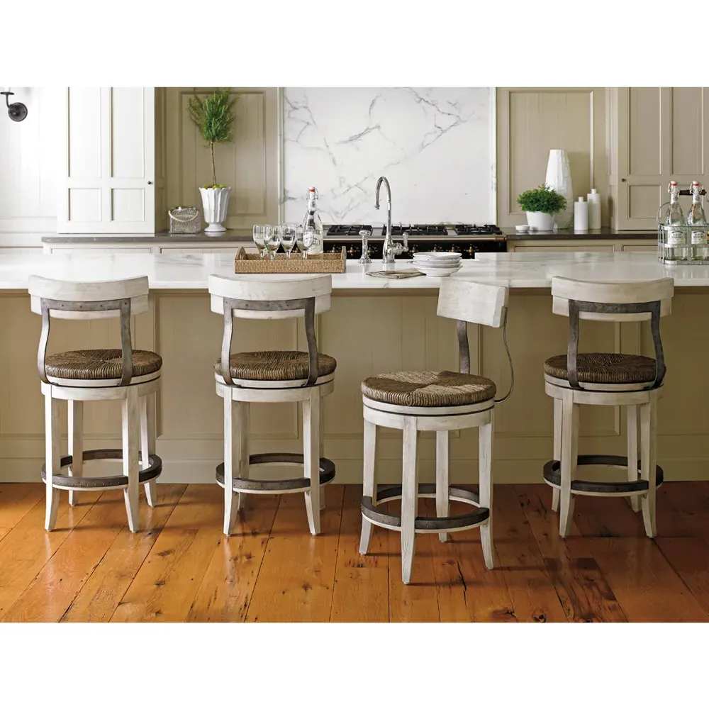 Dalton Counter Stool with Swivel - Light Grey, Rush