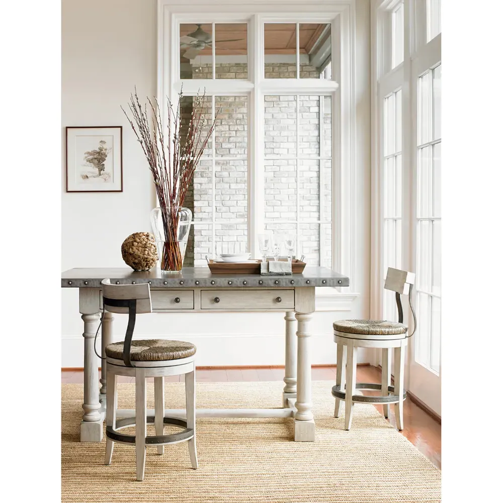 Dalton Counter Stool with Swivel - Light Grey, Rush