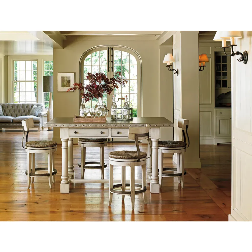 Dalton Counter Stool with Swivel - Light Grey, Rush