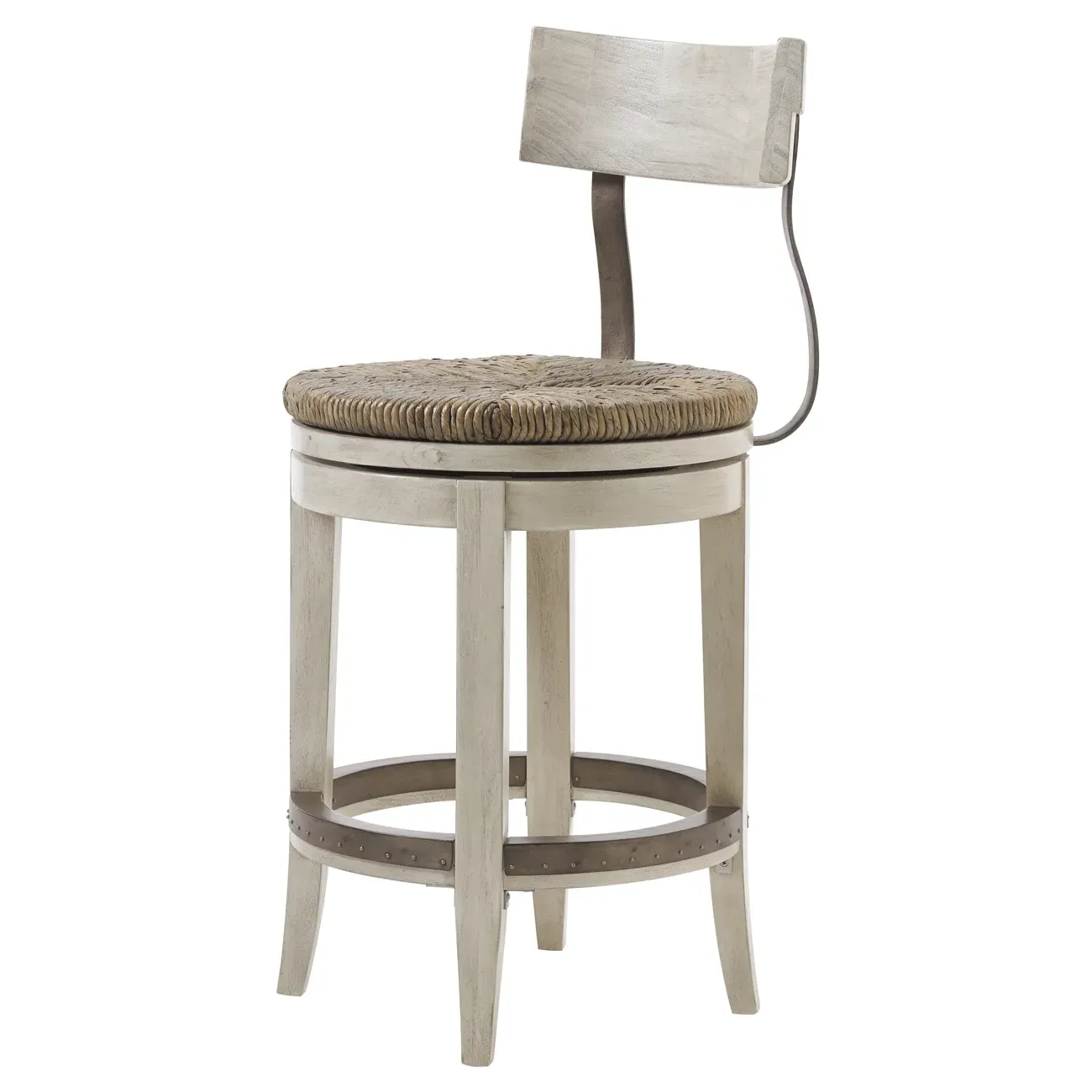 Dalton Counter Stool with Swivel - Light Grey, Rush