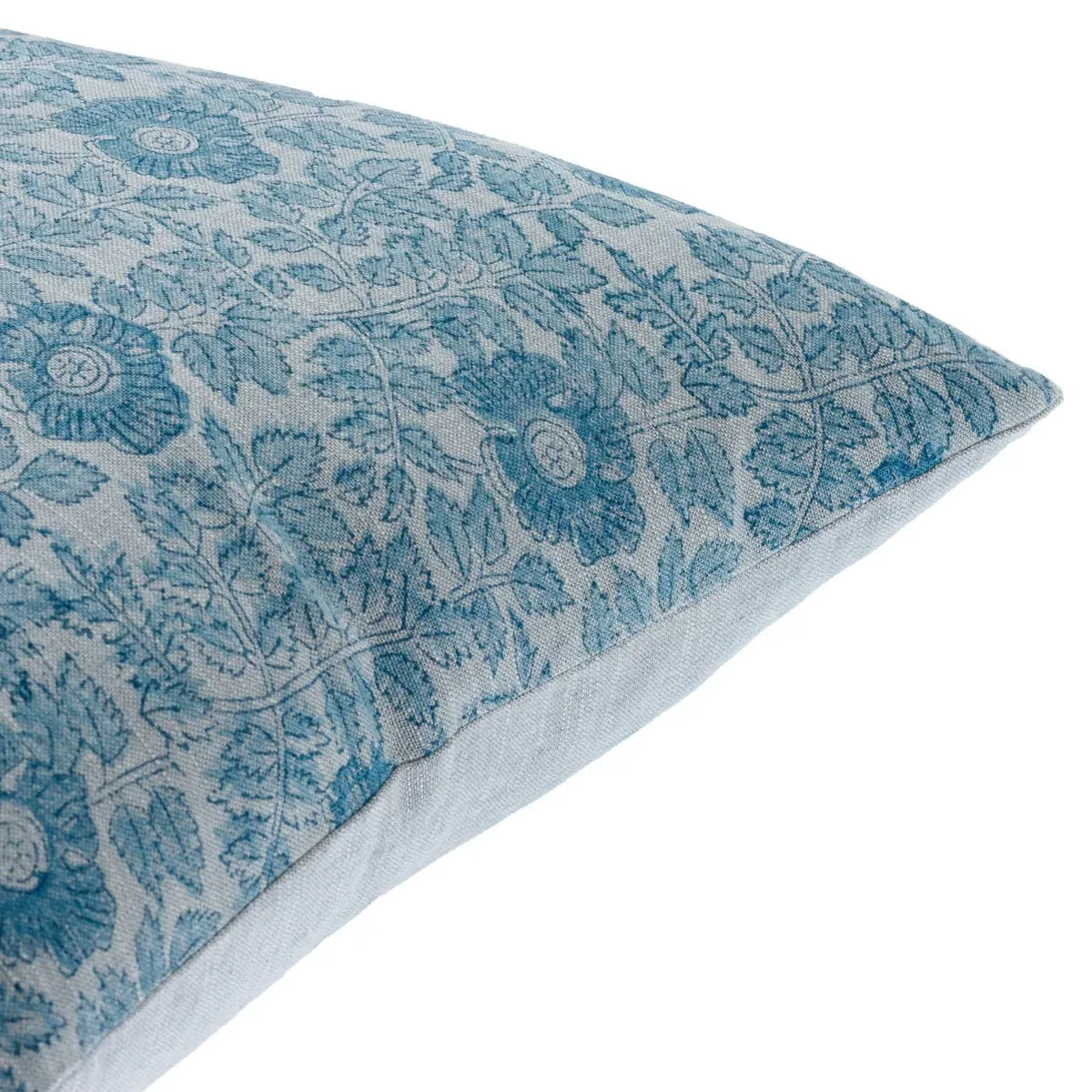 Damian Floral Throw Pillow - Blue, Linen