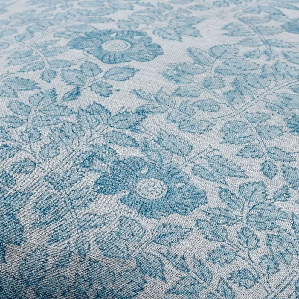 Damian Floral Throw Pillow - Blue, Linen