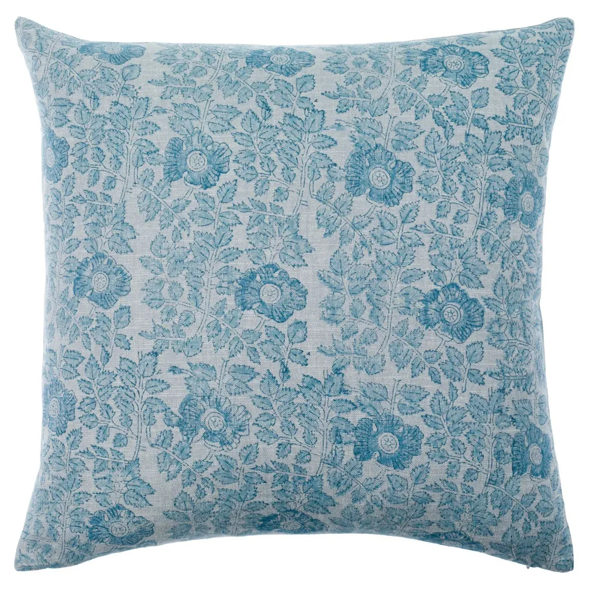 Damian Floral Throw Pillow - Blue, Linen image