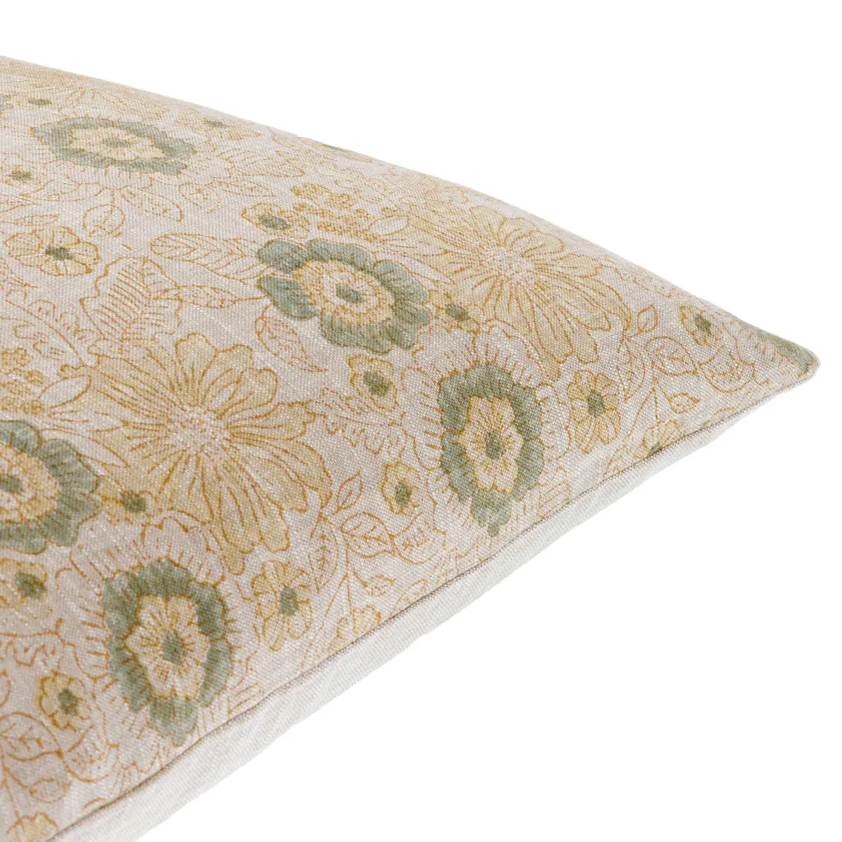 Damian Floral Throw Pillow - Cream, Linen
