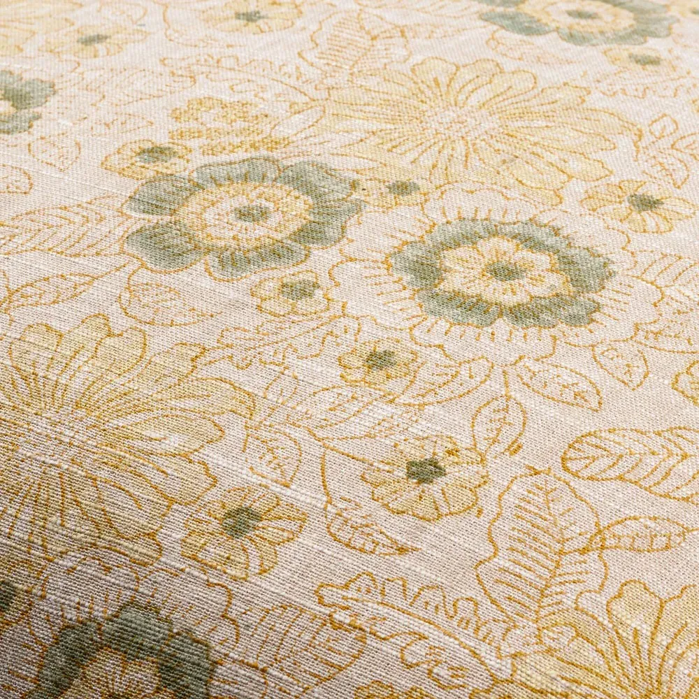 Damian Floral Throw Pillow - Cream, Linen