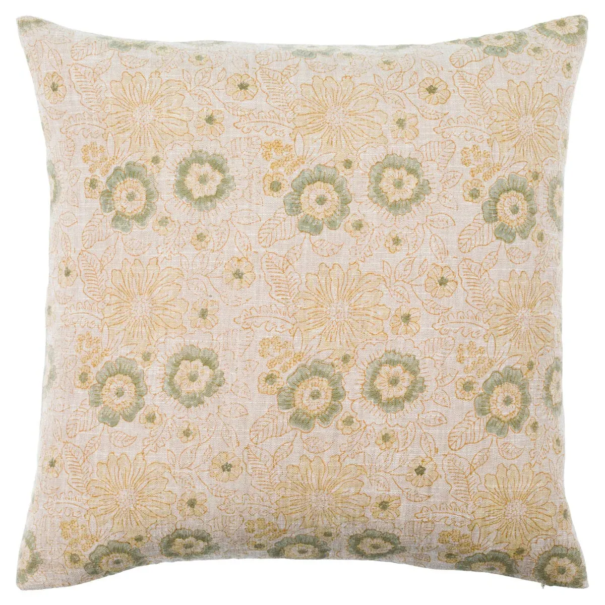 Damian Floral Throw Pillow - Cream, Linen
