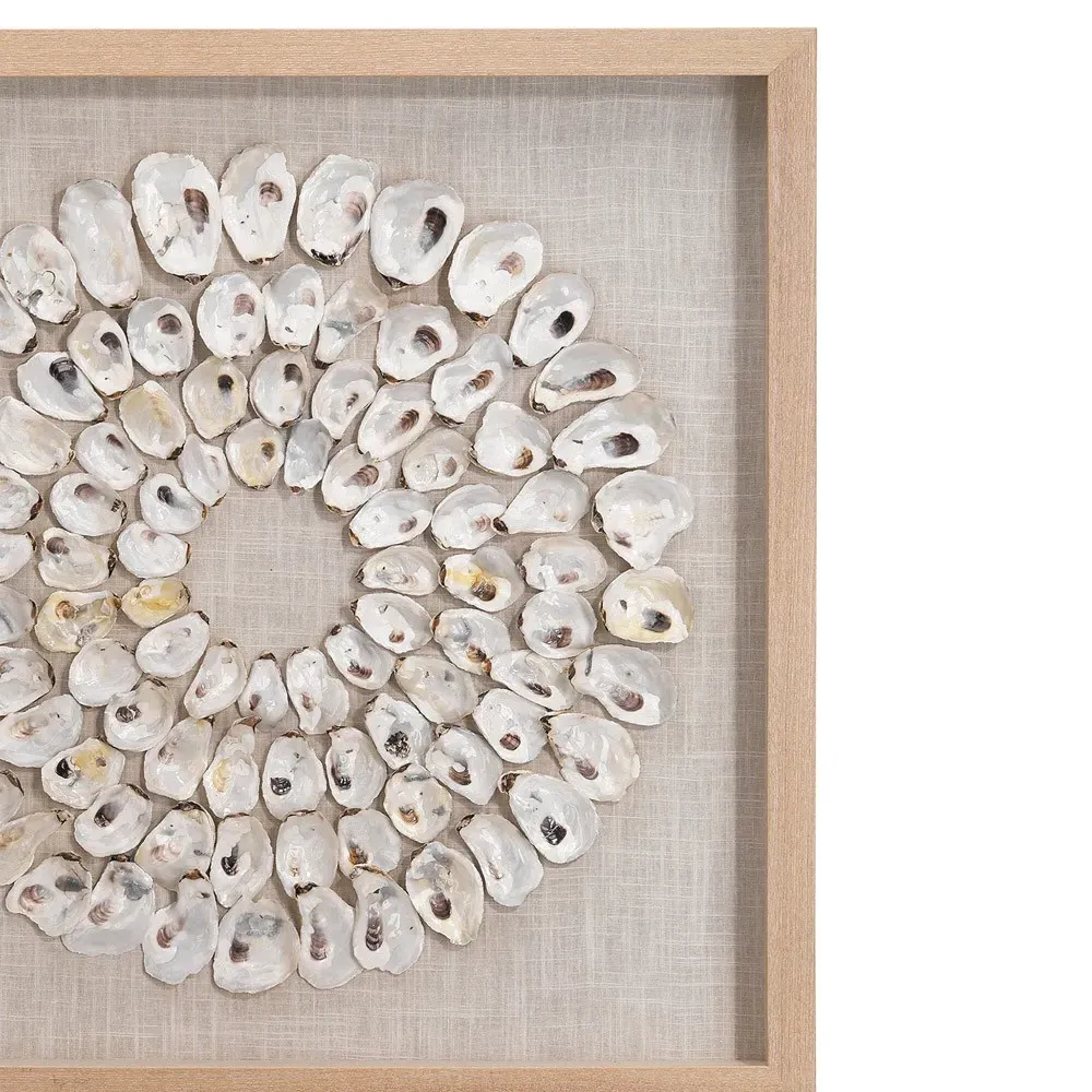 Damien Circular Wall Art - White, Abalone Shell