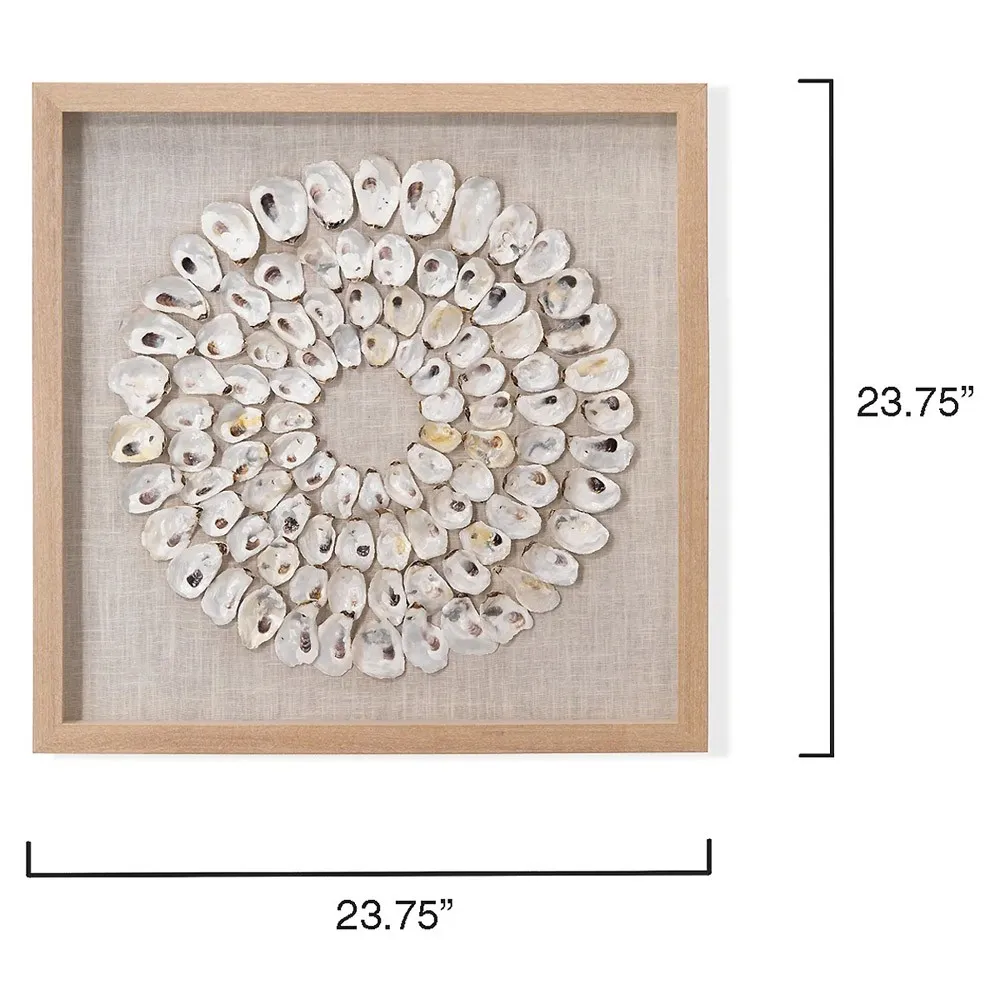 Damien Circular Wall Art - White, Abalone Shell