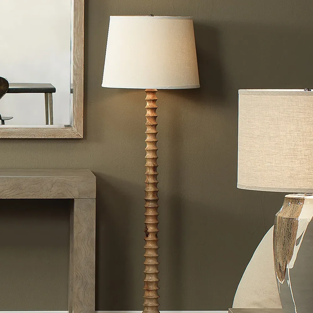 Dammara Column Floor Lamp - Brown, Mango Wood