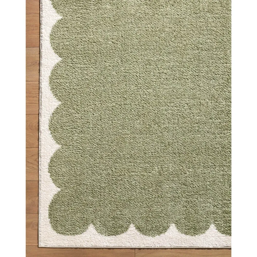 Danaya Patterned Hand Knotted Rug - Green, Polyester