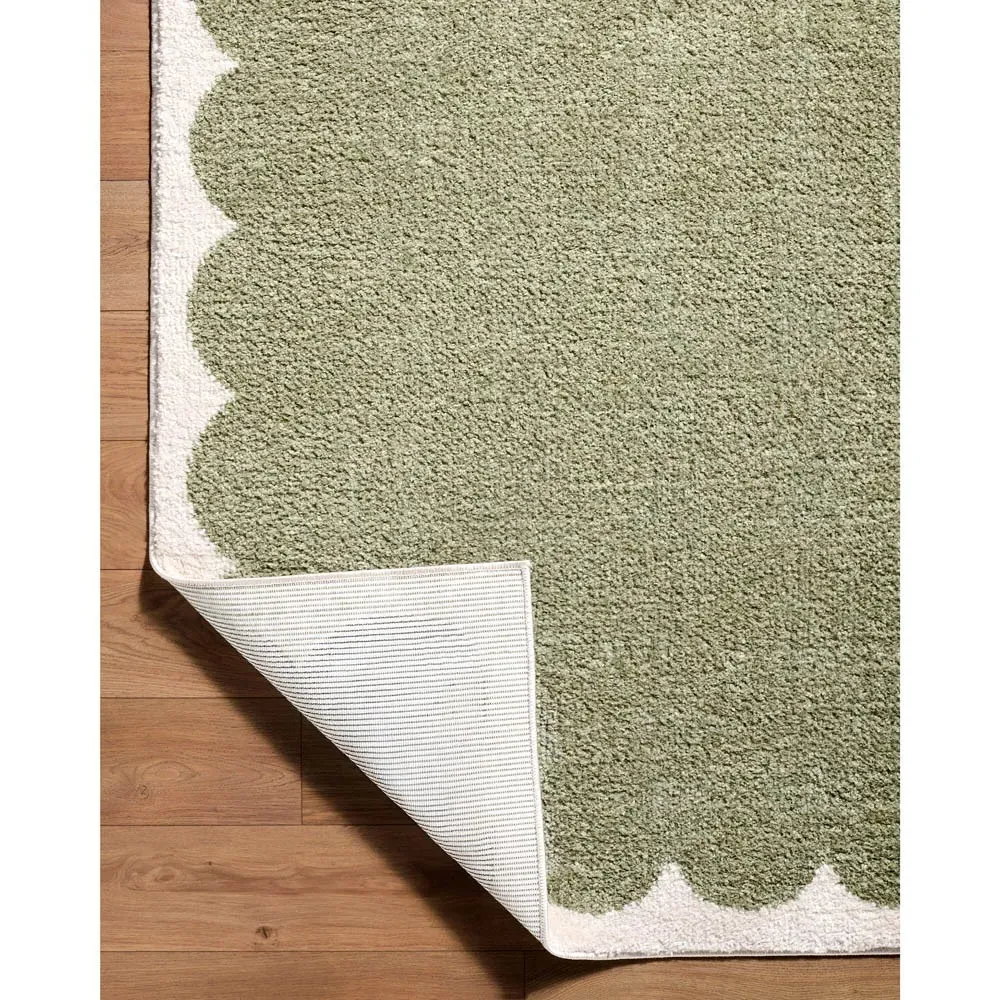Danaya Patterned Hand Knotted Rug - Green, Polyester