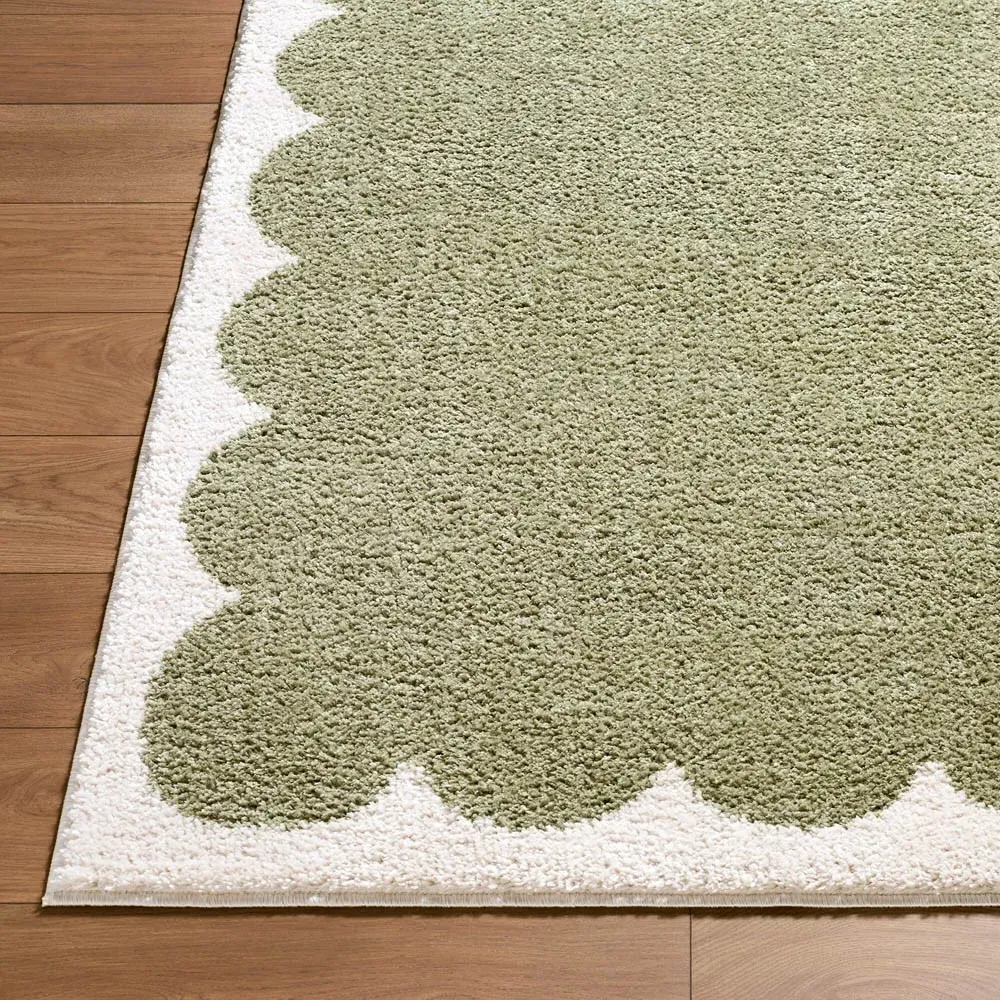 Danaya Patterned Hand Knotted Rug - Green, Polyester