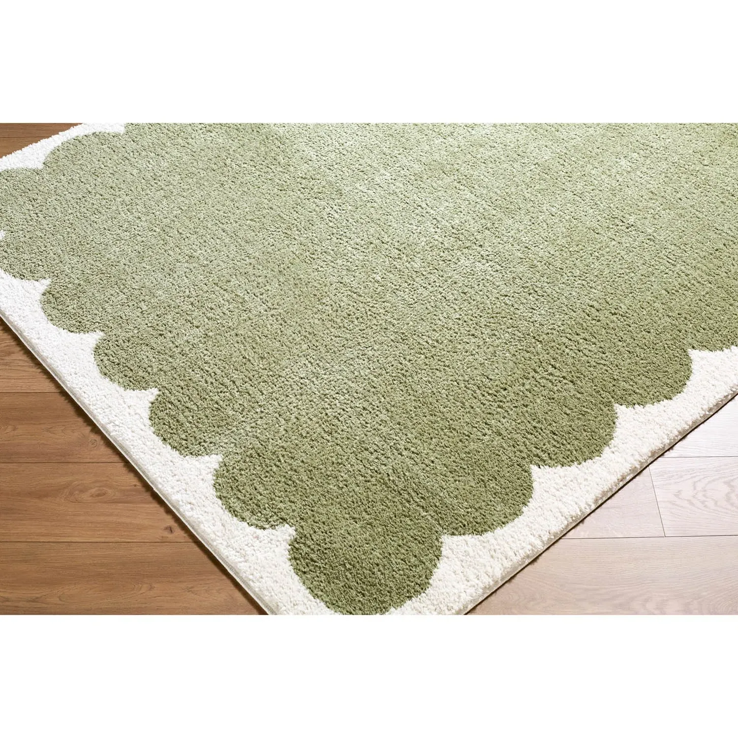 Danaya Patterned Hand Knotted Rug - Green, Polyester