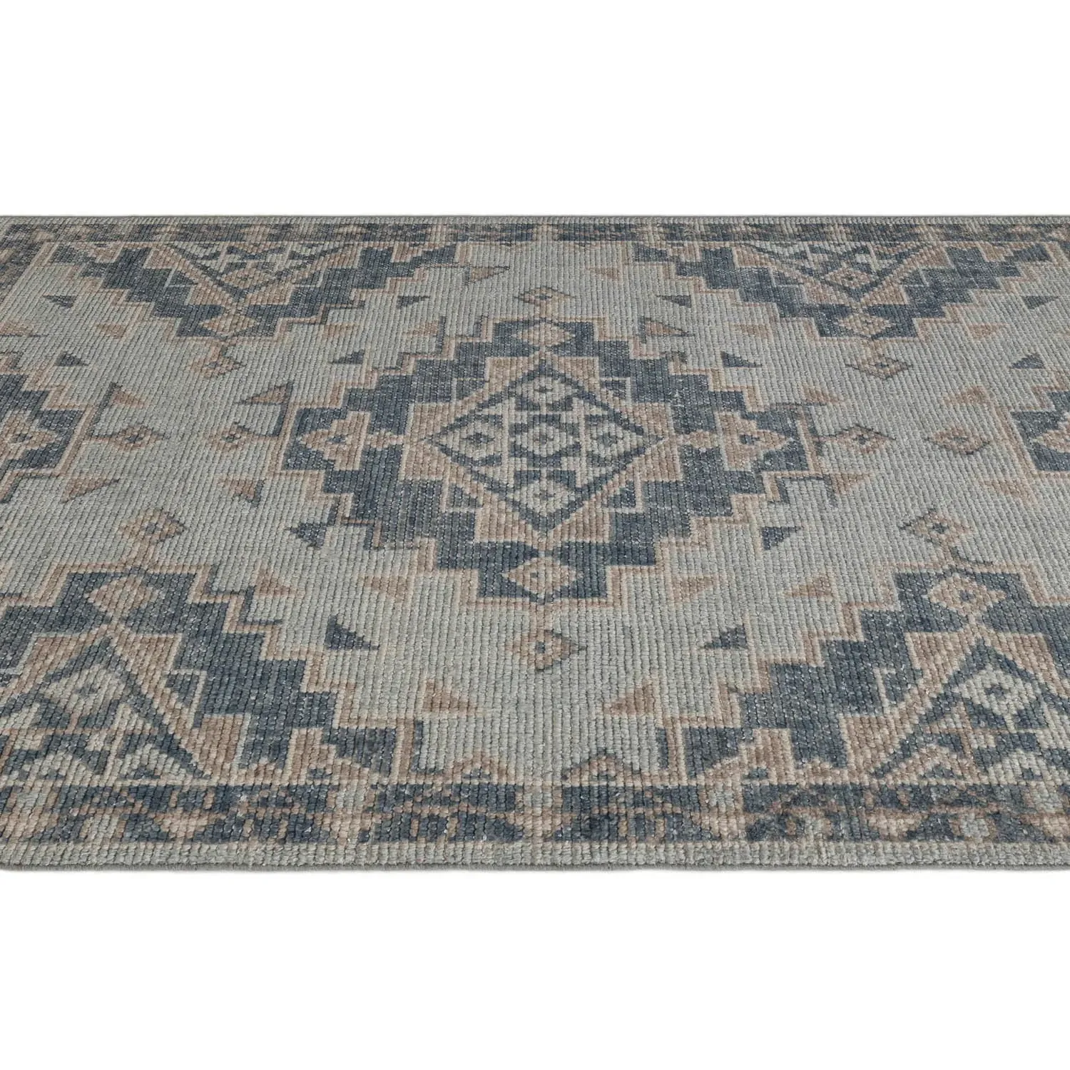 Danica Medallion Patterned Hand Knotted Rug - Blue, Wool