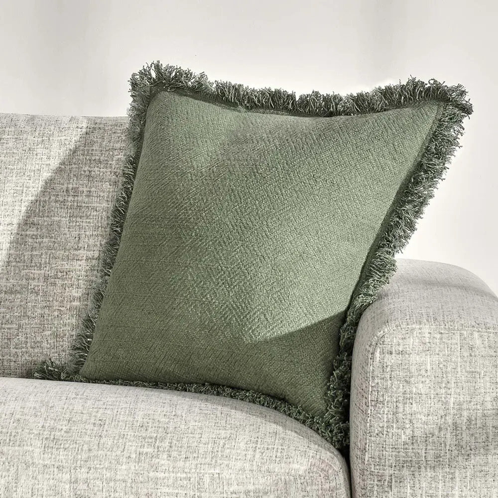 Danica Square Throw Pillow - Green, Linen